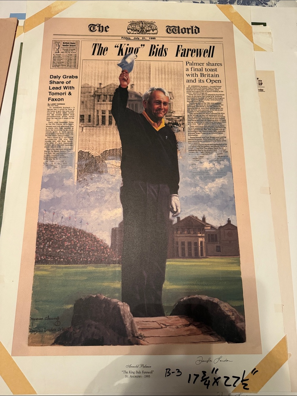 Framed Golf Print Featuring Newspaper Front - Black & Cream